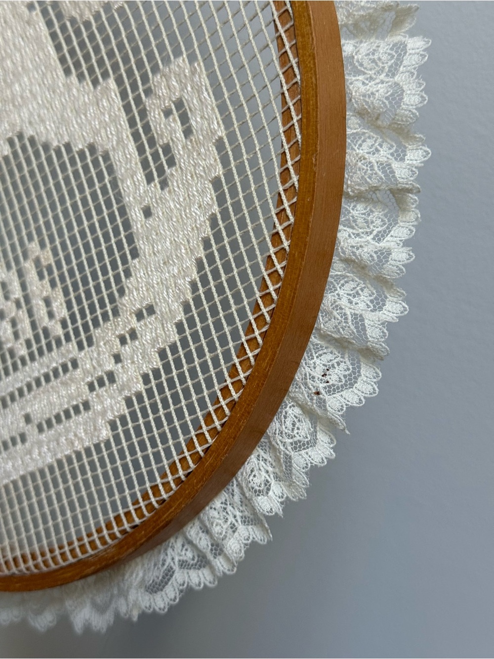 Handmade Embroidered Rocking Horse Lace Hoop Wall Décor - Picture 7 of 8